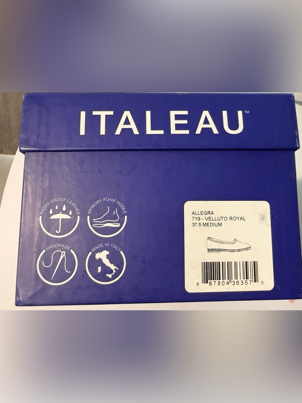 Italeau Allegra Royal Blue Velvet Flats 37.5/Us 7 Handmade Italy Nib — image 8 of 8